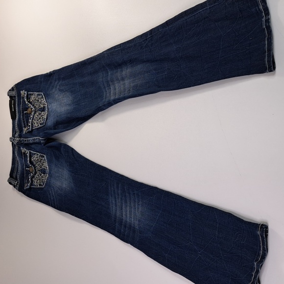 Grace in LA Bootcut Wing Bling Button Flap Back Pockets Size 27 - Picture 11 of 17